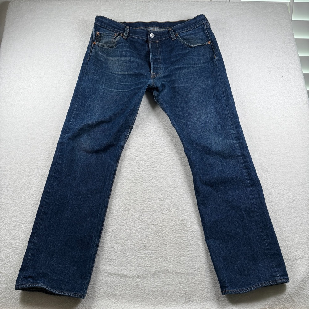 Levi's 501 Original Fit Jeans Mens 36x30 Blue Denim Cotton Mid Rise Straight Leg - Picture 2 of 10